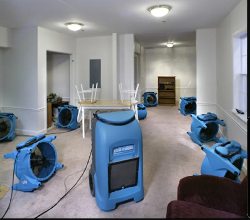 Air movers and dehumidifier setup for Water Damage Restoration in Newnan